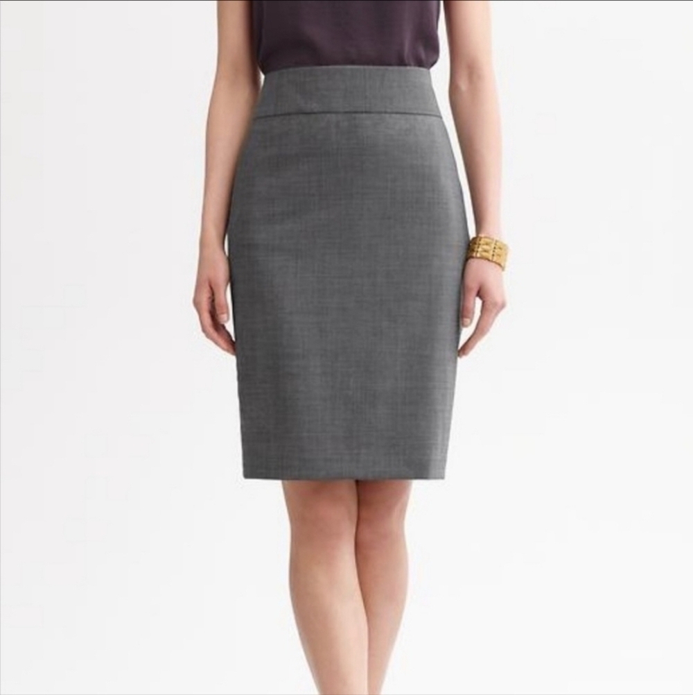 Banana Republic Beautiful High-Waisted Grey Wool Suit Skirt Women's Size 00P EUC